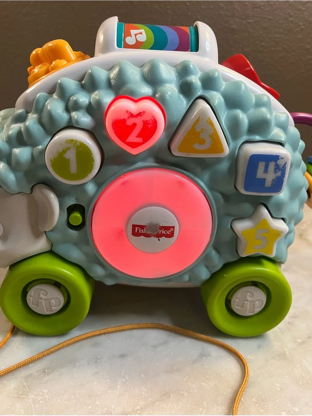 Fisher-Price Light Blue Pull-Along Learning Sheep with Green Wheels